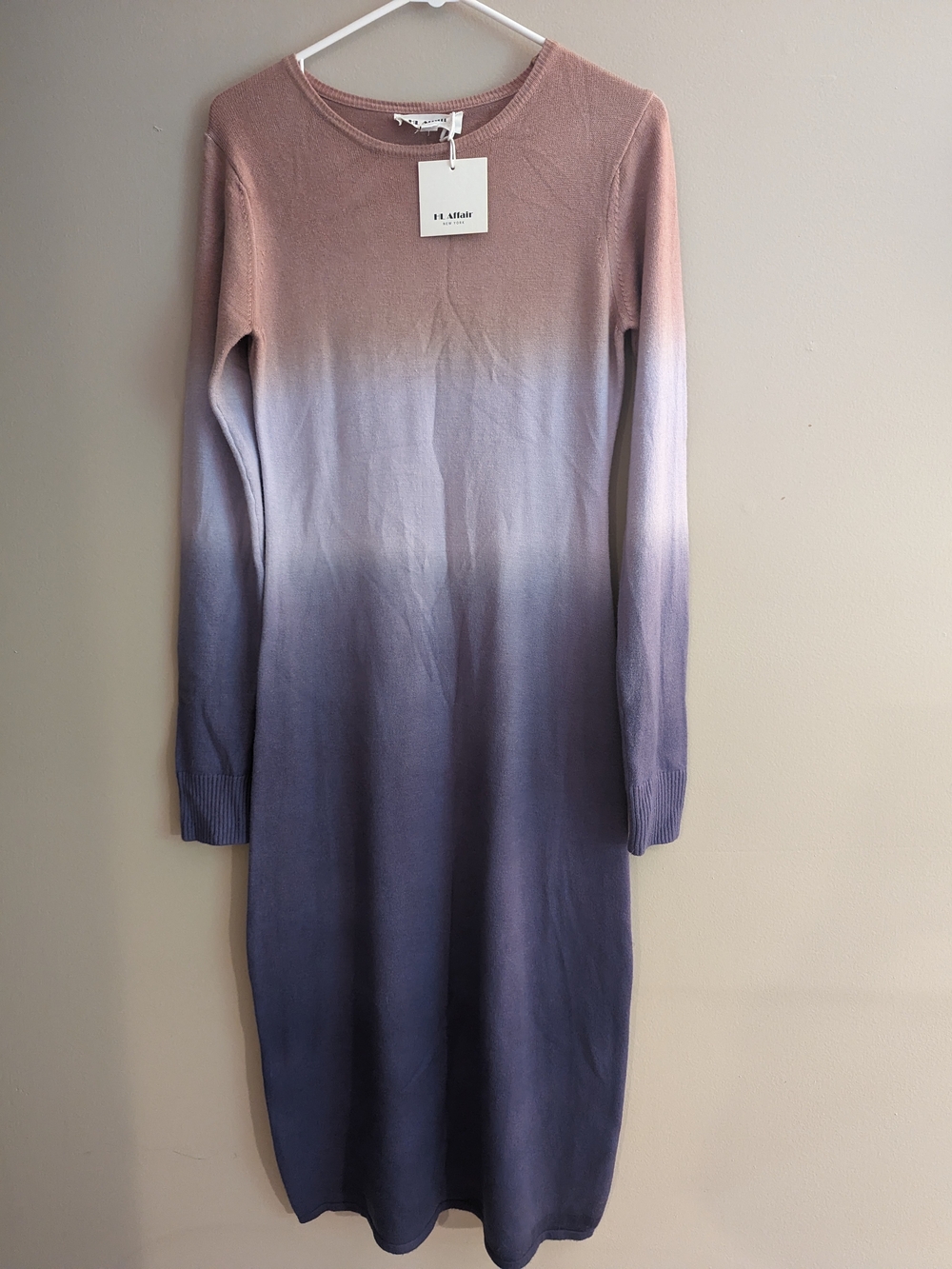 NWT Nordstrom HL Affair Lilac to Navy Ombre Long-Sleeve Sweater Dress